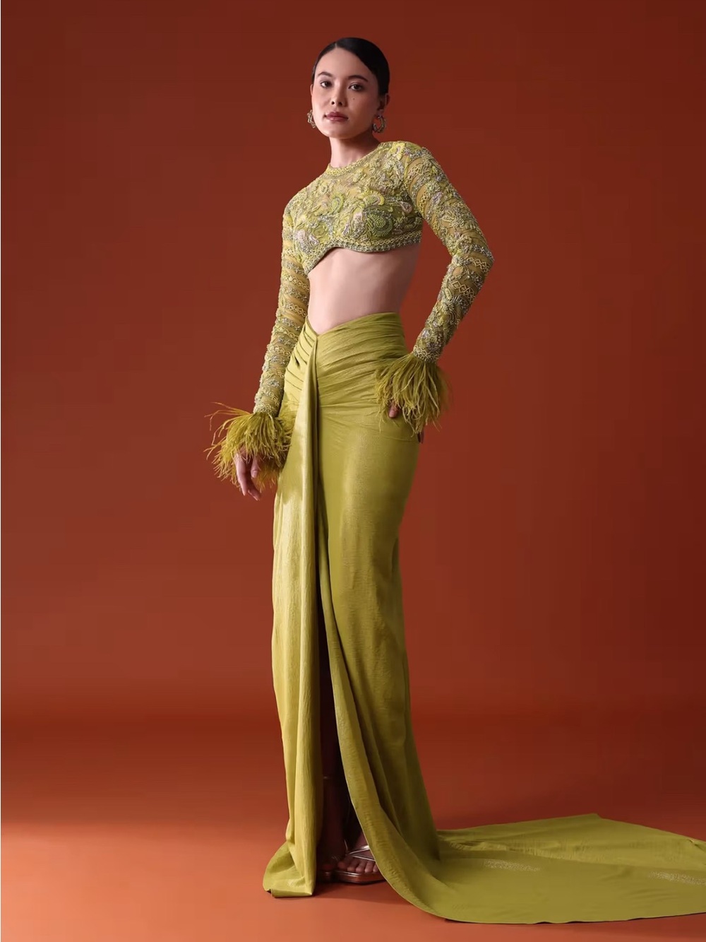 Two Piece Set Draped Maxi Skirt Set